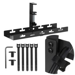 Suport monitor Maclean organizator de cabluri sub birou, sarcină max. 5 kg, negru, MC-105 B