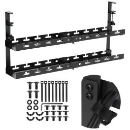 Suport monitor Maclean organizator de cabluri sub birou, încărcare max. 5kg, max. 728mm, 2 nivele, negru, MC-102 B