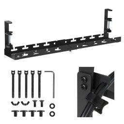 Suport monitor Maclean organizator de cabluri sub birou, sarcina max. 5kg, max. 728mm, negru, MC-103 B