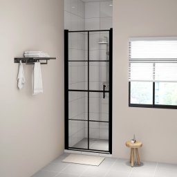 Gossi usa de dus, negru, 91 x 195 cm, sticla securizata