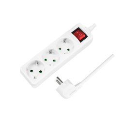 PRELUNGITOR LOGILINK, Schuko x 3, cablu 3G 1.5mm2, 230 V/16 A, 50 Hz, max. 3500 W, buton intrerupator iluminat, IP20, 1.4m, alb, LPS206 (timbru verde 0.8 lei)