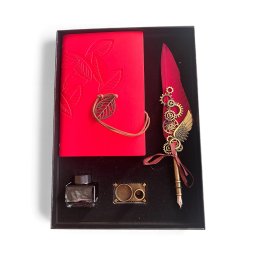 Set Caligrafie Red Royal include Pana Weels + Agenda Piele + Cerneala + Suport Pana