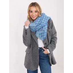 Eșarfă albastru deschis cu model în carouri