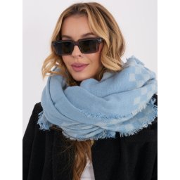 Eșarfă albastru deschis cu model în carouri