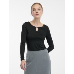 Top negru cu mânecă lungă pentru femei