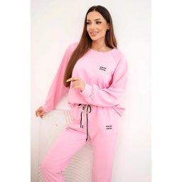 Kesi Włoski Women's set made of viscose with a sweatshirt and pants light pink