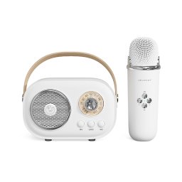 Aparat Karaoke Portabil iSEN C20 Plus, Alb, Microfon Wireless UHF, Bluetooth 5.0, Sunet HIFI, Anti-howling, Autonomie 2-4H, Aplicatii Multiple, Baterie 1000mAh 500mAh, Incarcare Type-C