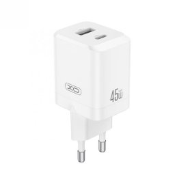 Incarcator priza USB-A + USB-C 45W GaN Nitride Alb, XO CE36