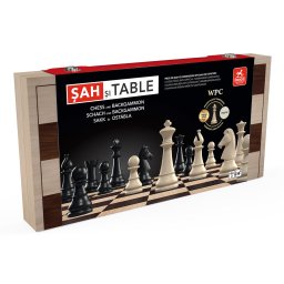 Set 2 A n 1 Sah Profi WPC si Table , Cutie din lemn, Rege 8,75 cm