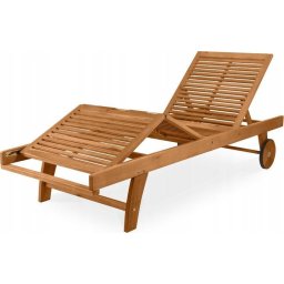 Sezlong de gradina complet reglabil spate si picioare, 190x70 cm, inaltime 83.5 cm, lemn tratat de salcam tropical