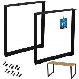 Picioare pentru birou masă loft oțel aluminiu negre 60x72 cm set 2 buc.