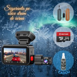 Pachet Cadou Craciun REDTIGER ViewClear 70 4K+2.5K, WiFi, Night Vision Color, ecran tactil 3”, GPS