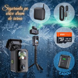 Pachet Cadou Craciun Vantrue E360 ACE Panoramica 360° 5.2K 30 FPS, WiFi, Dual HDR