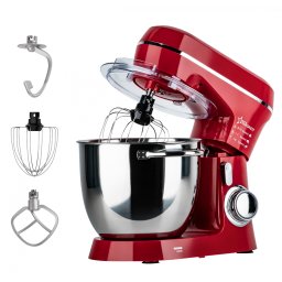 RESIGILAT - Robot de bucatarie STARCREST SKM-1300RD, 1300W, Bol 5.2 L Inox, 4 Accesorii, 10 Viteze + Pulse, Angrenaje metalice, Rosu