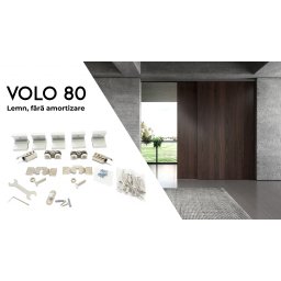 Sistem de glisare pentru usi din lemn/PAL pentru interior, model VOLO 80, set pentru 1 usa fara amortizare inclusa, max. 80 kg, max. 40 mm