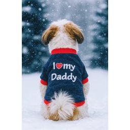 Tricou catei cu maneci scurte I love Daddy Albastru-9990.A