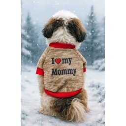 Tricou catei cu maneci scurte I love Mommy Crem-9990.C