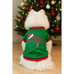 Tricou catei cu maneci scurte Craciun Verde-2595.V