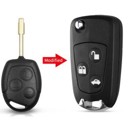 Carcasa cheie auto transformatoare tip briceag, Techstar, compatibila cu Ford Mondeo, Focus, Fiesta, 3 butoane modificat