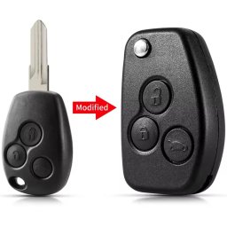 Carcasa cheie auto Techstar, transformatoare tip briceag, cu 3 butoane si lama VAC102, compatibila Dacia Logan, Renault Trafic – aftermarket