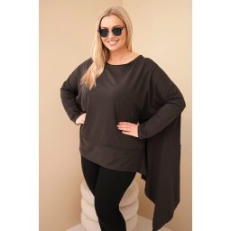 Kesi Women's Plus Size tunic made of cotton with an asymmetrical hem brown