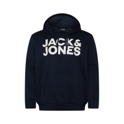 Jack & Jones Plus Pulover 'Ecorp' albastru închis / alb