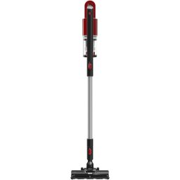 Aspirator vertical 150 W acumulator li 21.6v filtrare ciclonica dubla utilizare: de mana sau vertical 2 viteze capacitate: 0.5l autonomie max 30 min accesoriu montare perete rosu