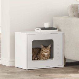 Casa pentru pisici Alb 51 x 30 x 42 cm Lemn compozit GartenMobel Dekor