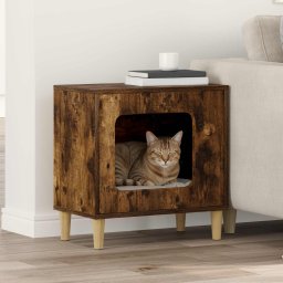 Casa pentru pisici Stejar fumuriu 51 x 30 x 52 cm Lemn compozit GartenMobel Dekor