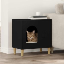 Casa pentru pisici Negru 51 x 30 x 52 cm Lemn compozit GartenMobel Dekor