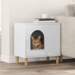 Casa pentru pisici Alb Lucios 51 x 30 x 52 cm Lemn compozit GartenMobel Dekor