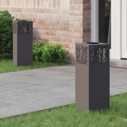 Lumina LED Solara pentru Alei 2 pcs Negru Otel laminat la rece GartenMobel Dekor