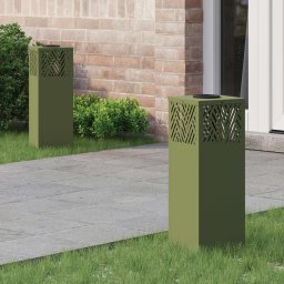 Lumina LED Solara pentru Alei Herringbone 2 pcs Verde masliniu GartenMobel Dekor