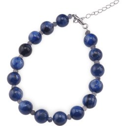 Bratara Kianit sfere 8mm, Iolith discuri fatetate 3mm si argint 925