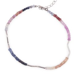 Bratara Safir multicolor discuri fatetate 3mm si elemente de argint 925