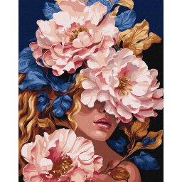 Set pictura pe numere, cu sasiu, Lux floral - vopsele metalizate, 40x50 cm
