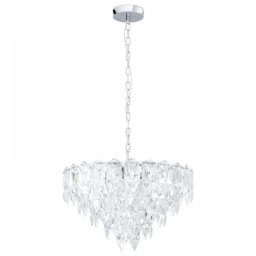 Candelabru living Carvario 39724, 10xE14, D60cm, sticlă, metal crom