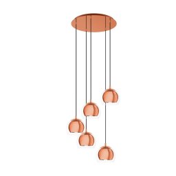 Lustră globuri Rocamar 1 98595, E27 5X28W, H:1500 mm, Ø:585 mm, cupru/transparent
