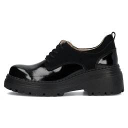 Pantofi dama, negru, casual, piele naturala lacuita, cu platforma, Filippo DP6123-24-BK-Negru (Marime: 38)