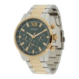 GUESS Ceas analogic 'Walker' auriu / verde pin / argintiu