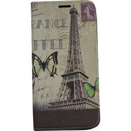 Husa Book Pocket Magnetic Lock pentru Samsung S6 Edge, Model France Eiffel