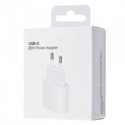 Incarcator retea MHJE3ZM / A, USB Type C, compatibil cu Apple Iphone 11 / 12 / 13 / 14, 20W, Alb, Retail Box