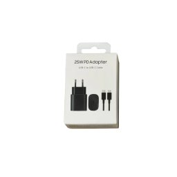 Incarcator retea Super Fast Charging cu cablu USB-C la USB-C pentru Samsung A54 / A52 / A52S / A53 / A23 / A33 / A70 / A80 / S20 / S20 FE / Note 20, USB C, 25W, Negru, Blister
