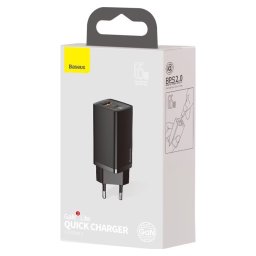 Incarcator Retea Baseus GaN2 Lite Dual, Quick Charge, 1 X USB - 1 X USB Tip-C, CCGAN2L-B01, Negru