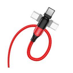 Cablu de date USB-C la USB-C Hoco U100 Orbit, 100W, 5A, 1.5m, Rosu, Blister