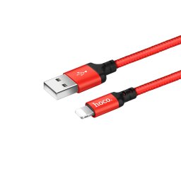 Cable de date si incarcare Hoco X14 Times Speed cu mufa lightning, 2A, 2m, Negru / Rosu, Blister