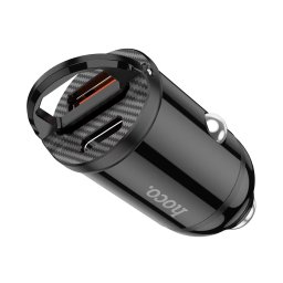 Incarcator Auto HOCO, NZ2, 4.8A, Quick Charge, 30W, Dual, 1 X USB - 1 X USB Tip-C, Negru, Blister
