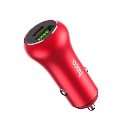 Incarcator auto Hoco Z38, Dual, USB 18W+ USB-C 20W Quick Charge 3.0, Rosu, Blister