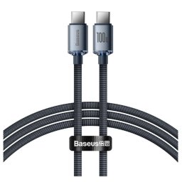 Cablu Incarcare Baseus, Crystal Shine Series CAJY000601, USB Type-C la USB Type-C, 1.2m, 100W, Negru , Blister