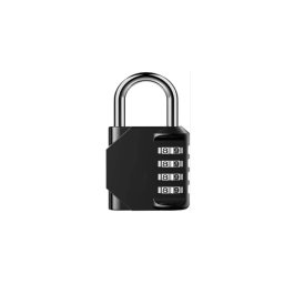 Lacat cu cifru, din otel / aliaj de zinc, 4 cifre, Rezistent la umiditate, 79x43.5x21.5 mm, Negru
